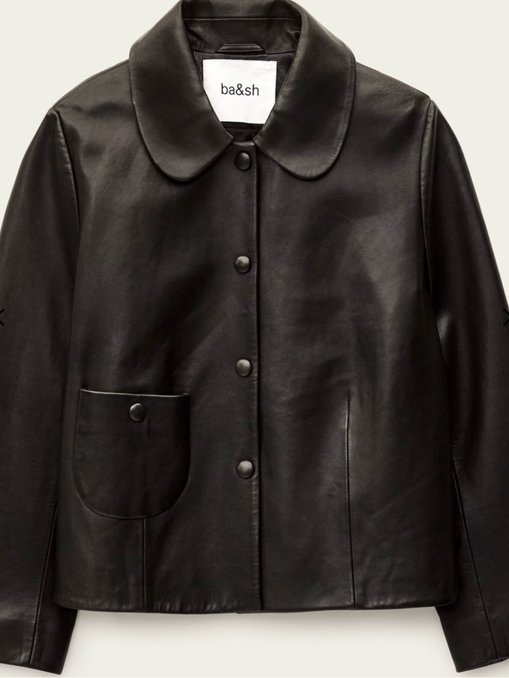 Ba&sh Mylo Black Leather Button-Front Jacket  SZ (0) (X-SMALL )